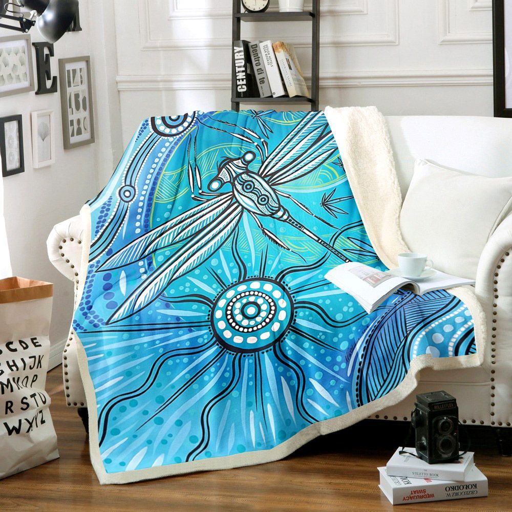 Dragonfly Sherpa Fleece Blanket