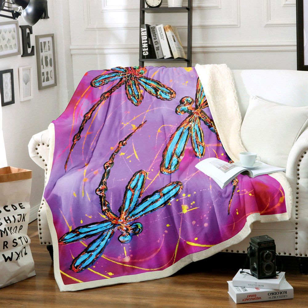 Dragonfly Sherpa Fleece Blanket