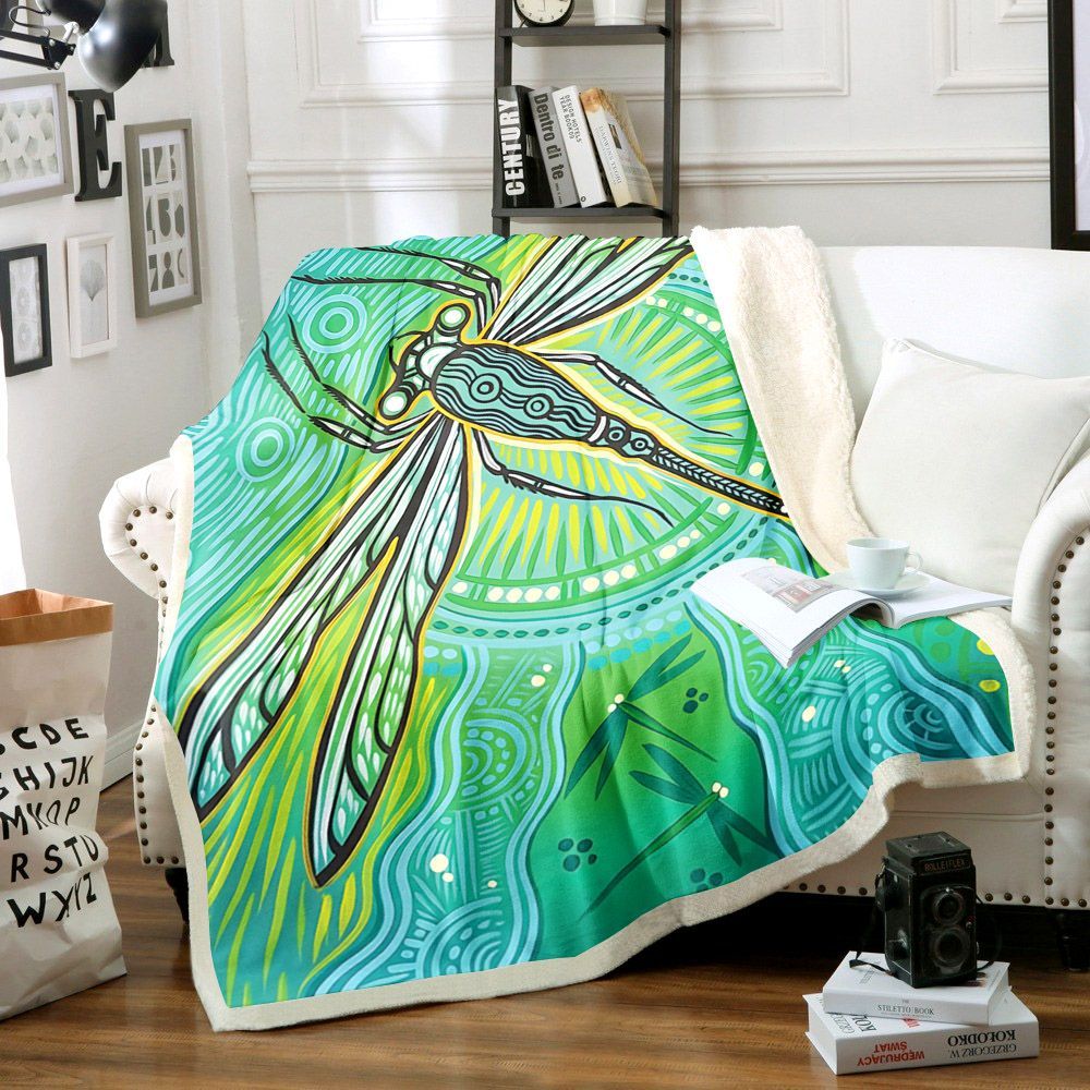 Dragonfly Sherpa Fleece Blanket