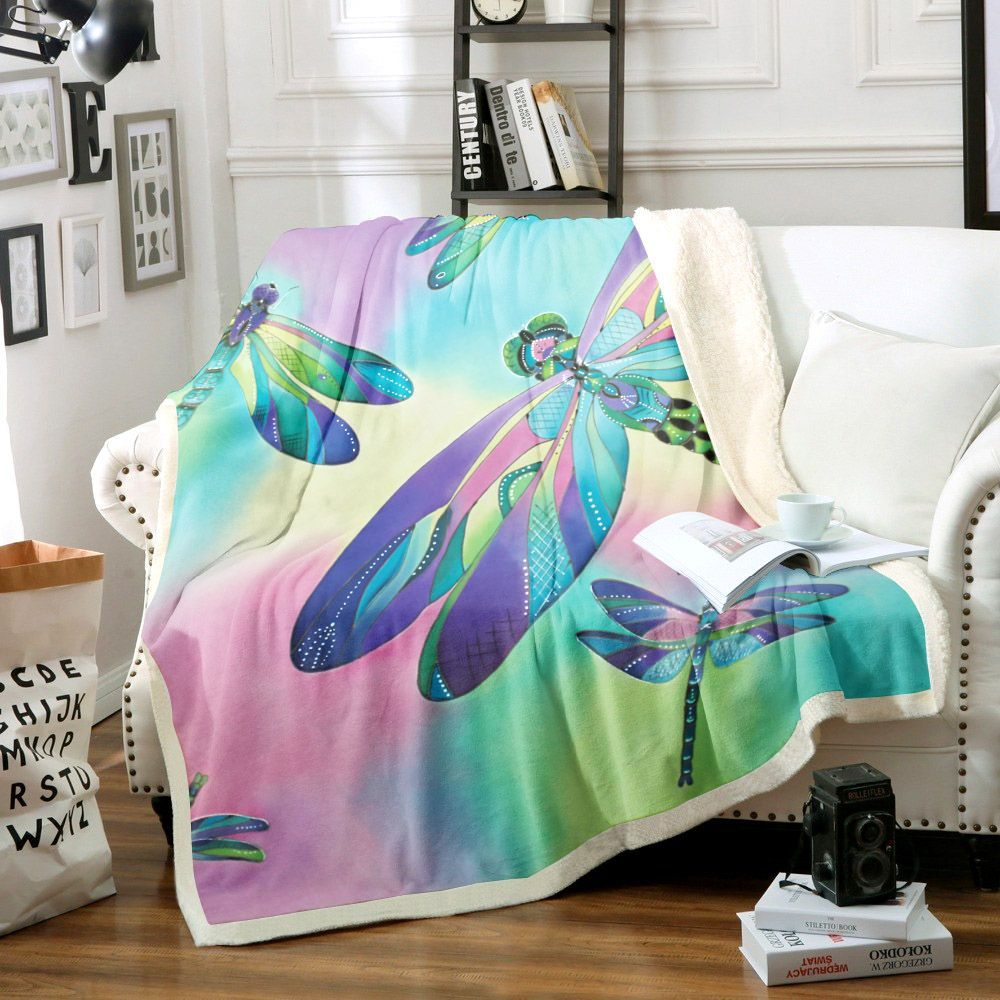 Dragonfly Sherpa Fleece Blanket