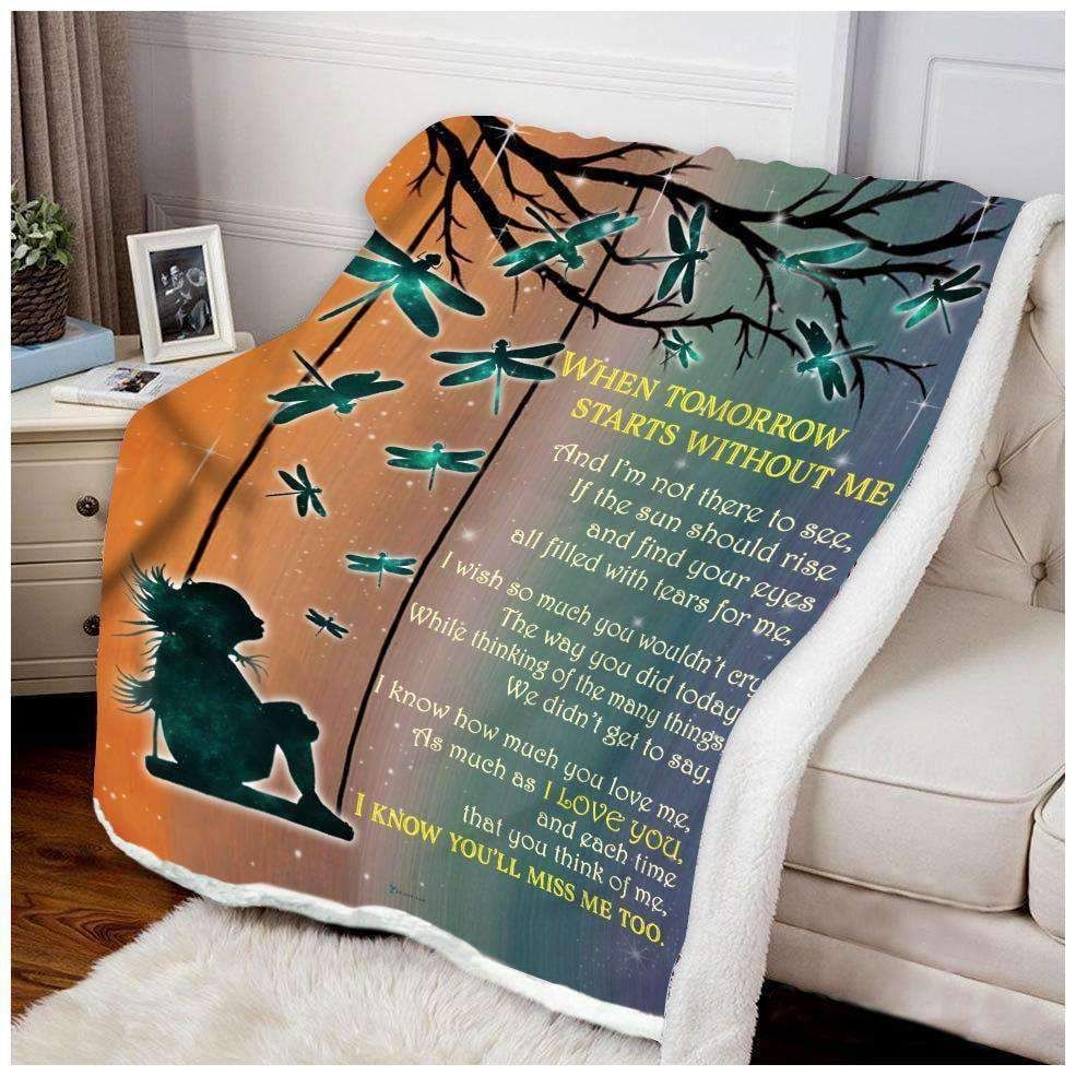 Dragonfly I Know You Ll Miss Me Too Sherpa Fleece Blanket