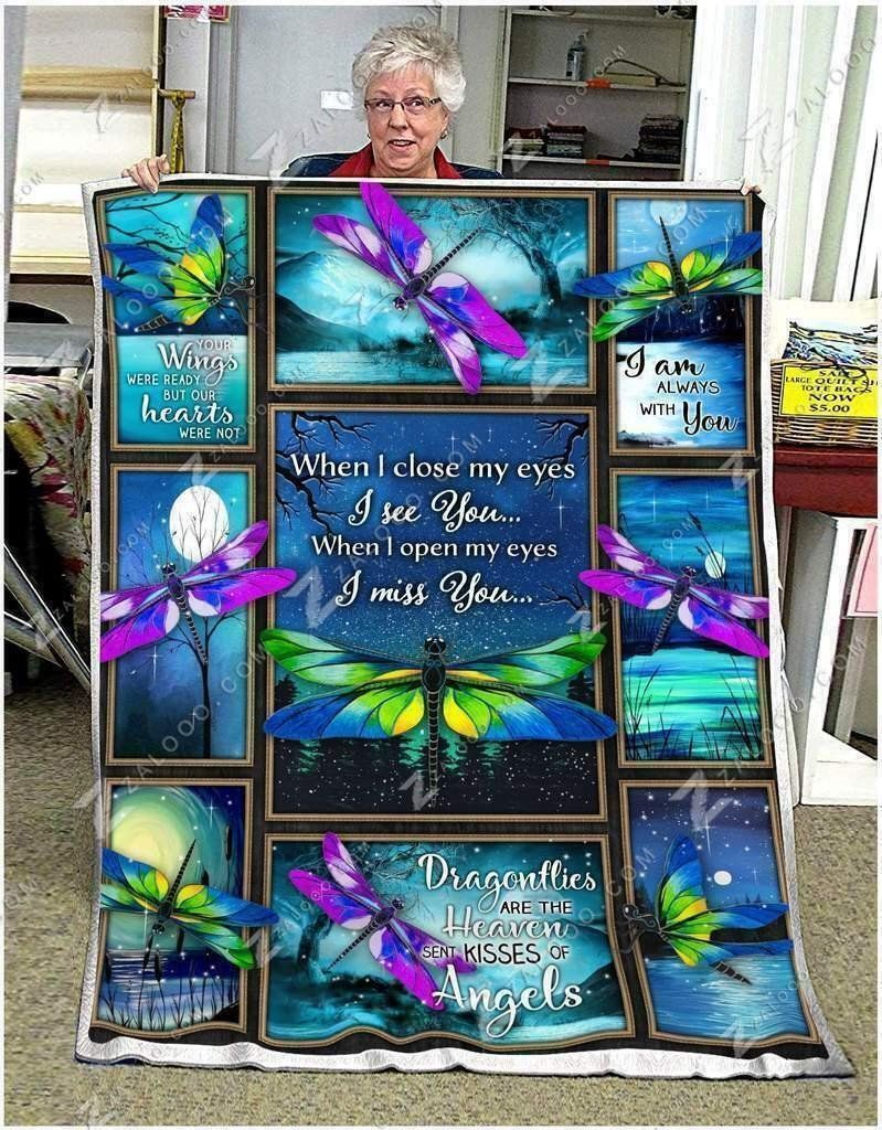 Dragonfly I See You I Miss You Best Family Sherpa Fleece Blanket