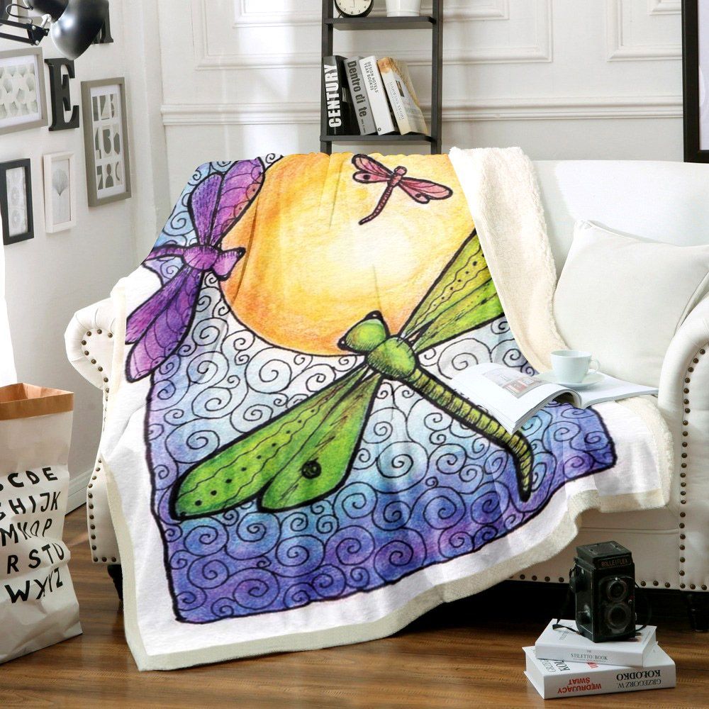 Dragonfly In The Sun Sherpa Fleece Blanket