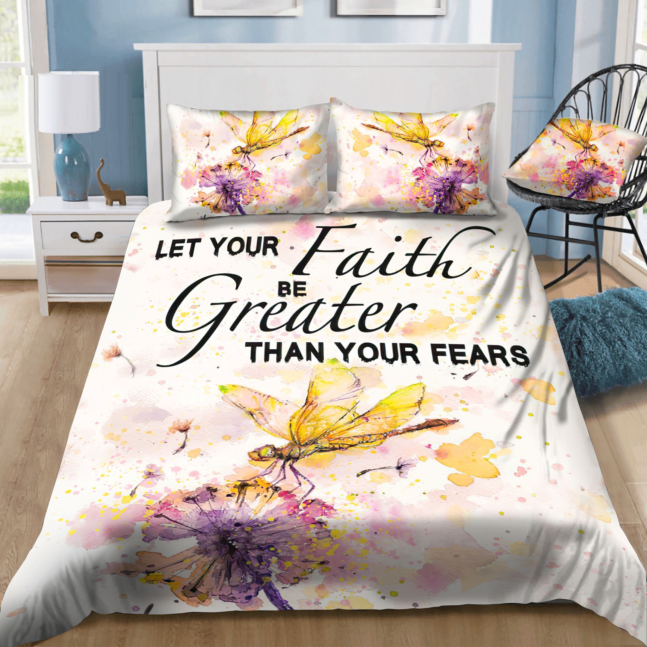 Dragonfly Let Your Faith Greater Than Bedding Set