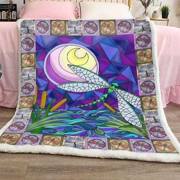 Dragonfly Lighting Moon Sherpa Fleece Blanket