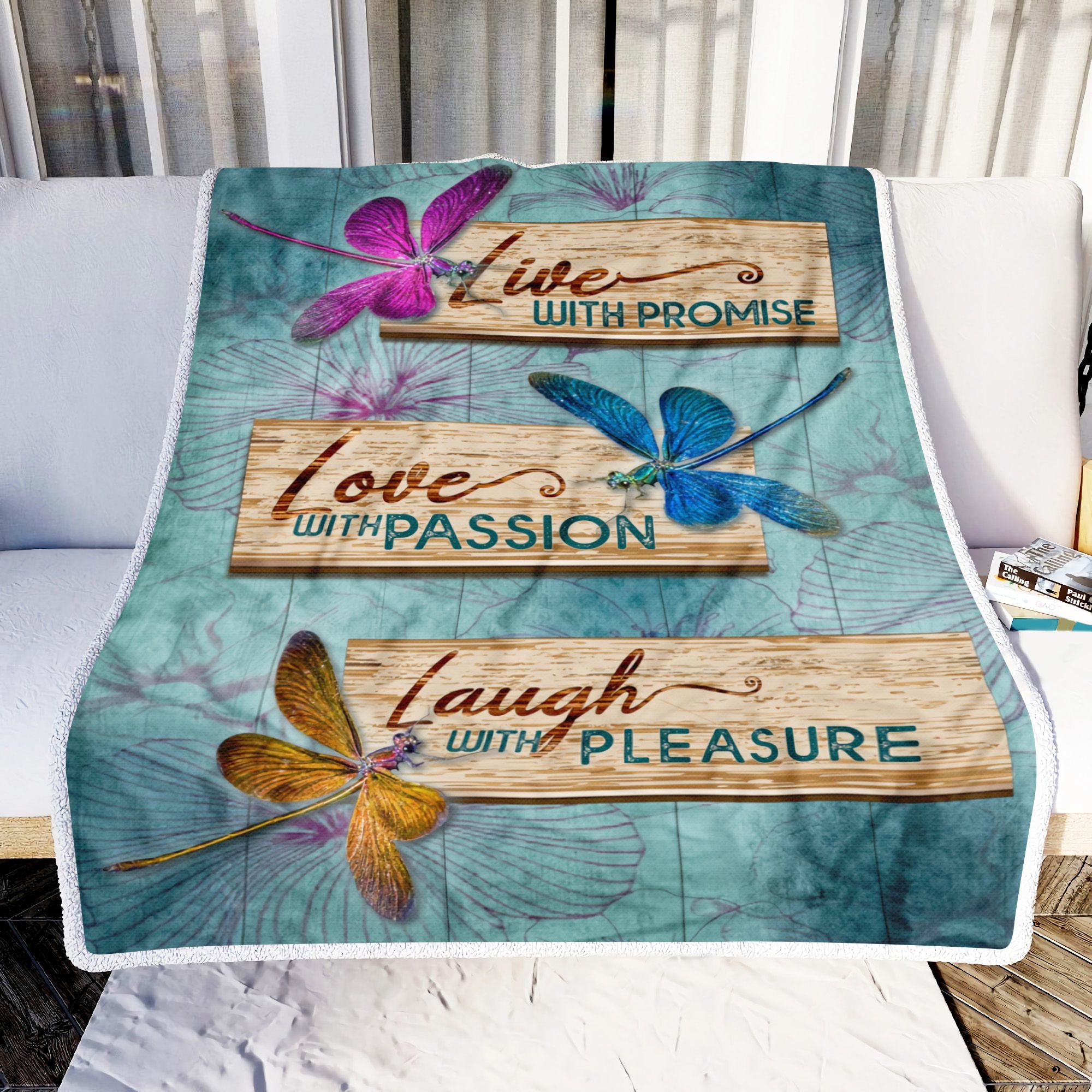 Dragonfly Live Love Laugh Fleece Blanket
