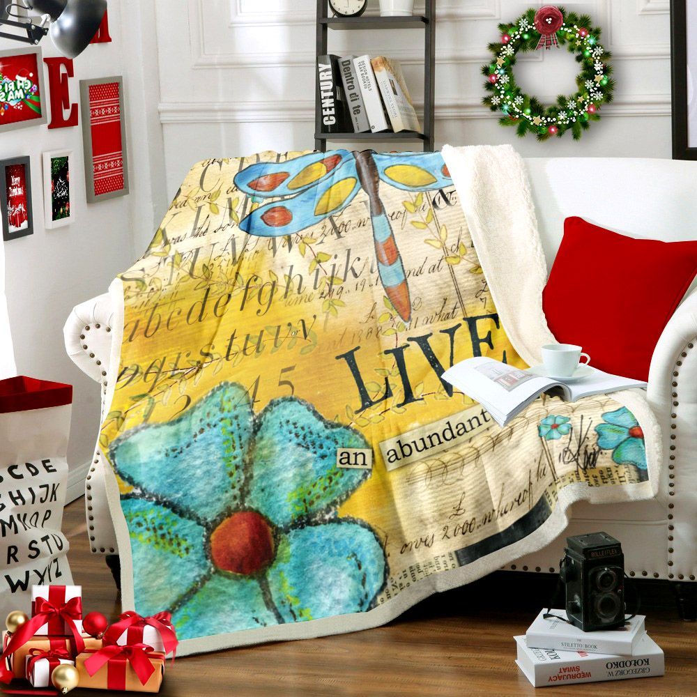 Dragonfly Live Sherpa Fleece Blanket