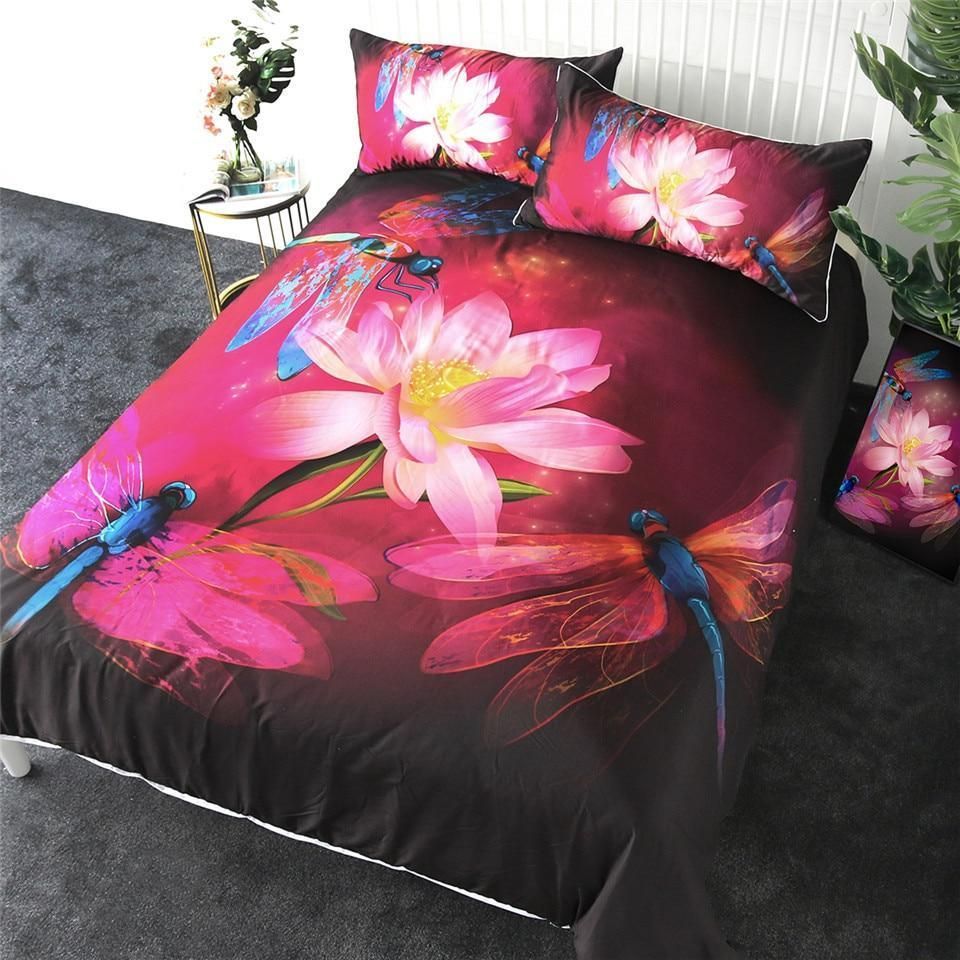 Dragonfly Lotus Bedding Set