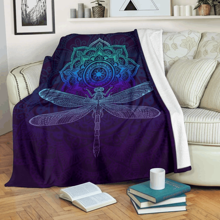 Dragonfly Mandala Sherpa Fleece Blanket