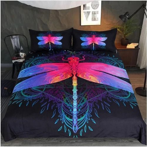 Dragonfly Mandala Purple Pink Bedding Set