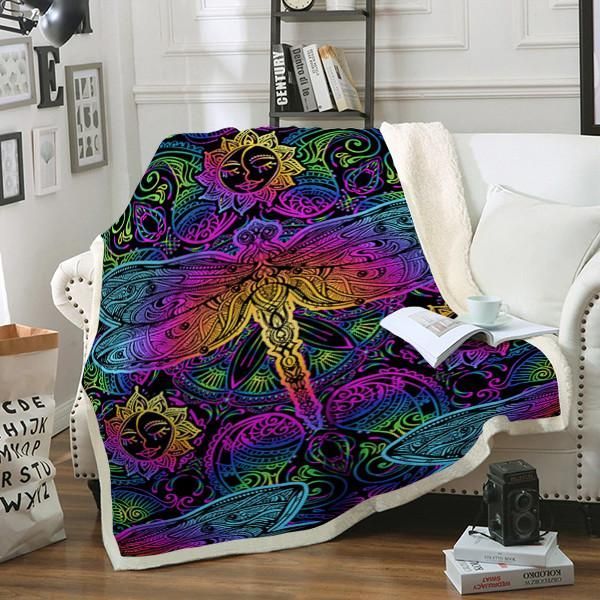 Dragonfly Mandalas Sherpa Fleece Blanket