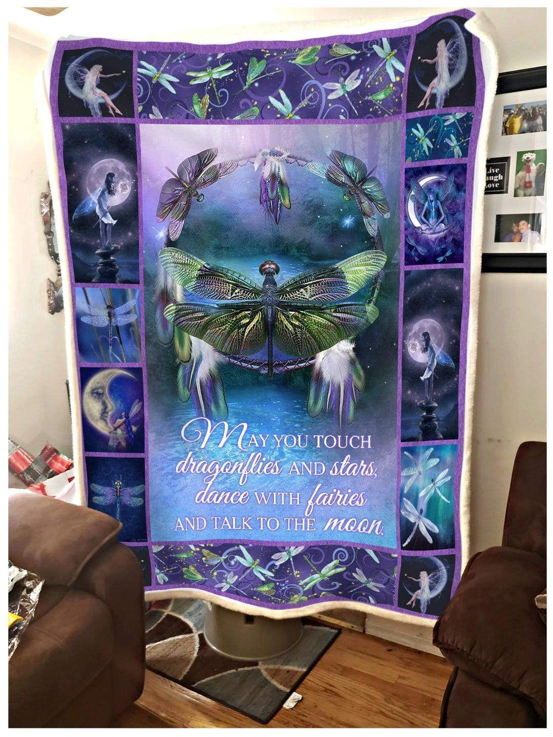 Dragonfly May You Sherpa Fleece Blanket