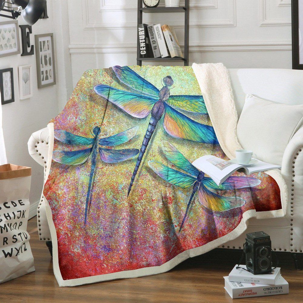 Dragonfly Sherpa Fleece Blanket