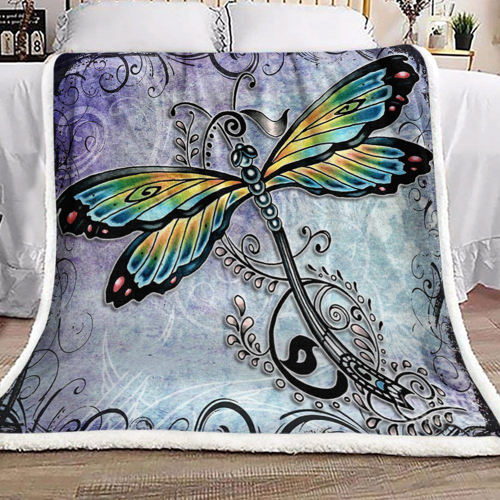 Dragonfly Sherpa Fleece Blanket