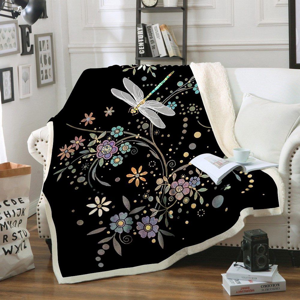 Dragonfly Sherpa Fleece Blanket