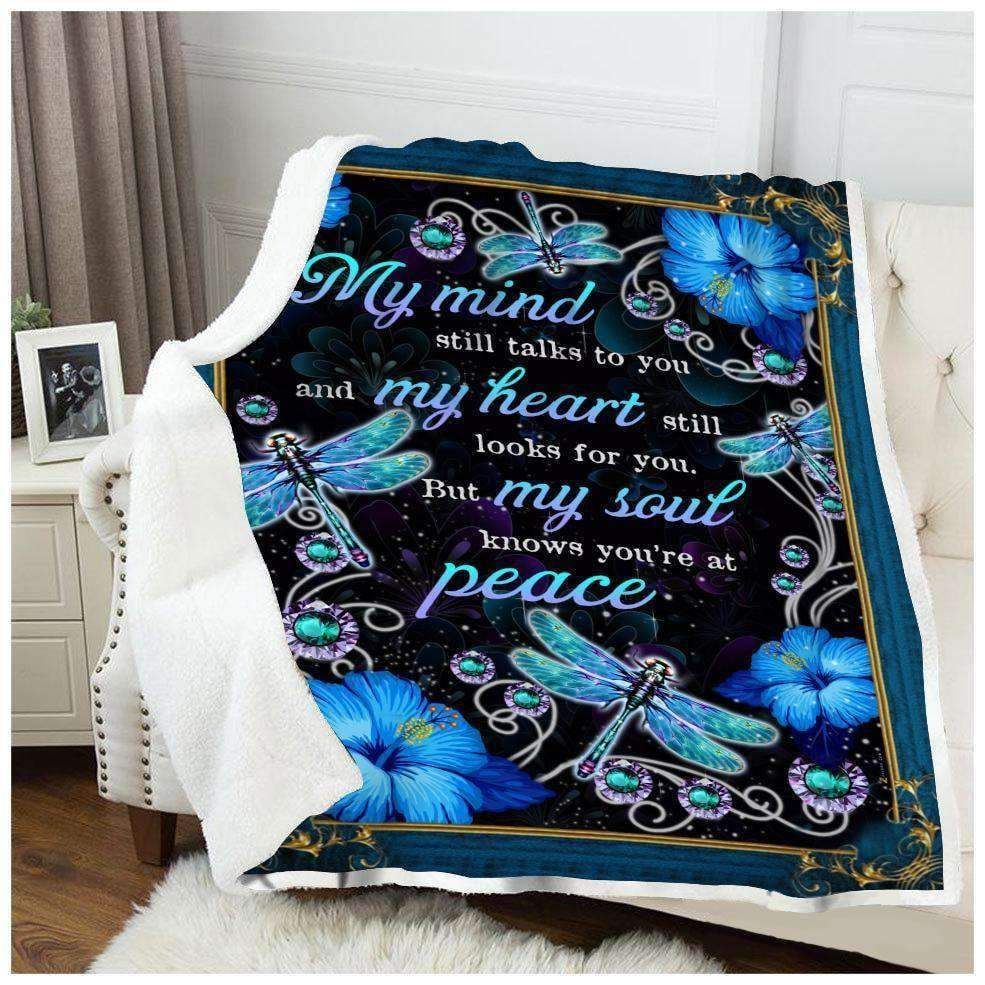 Dragonfly My Mind Still Talks To You Sherpa Fleece Blanket