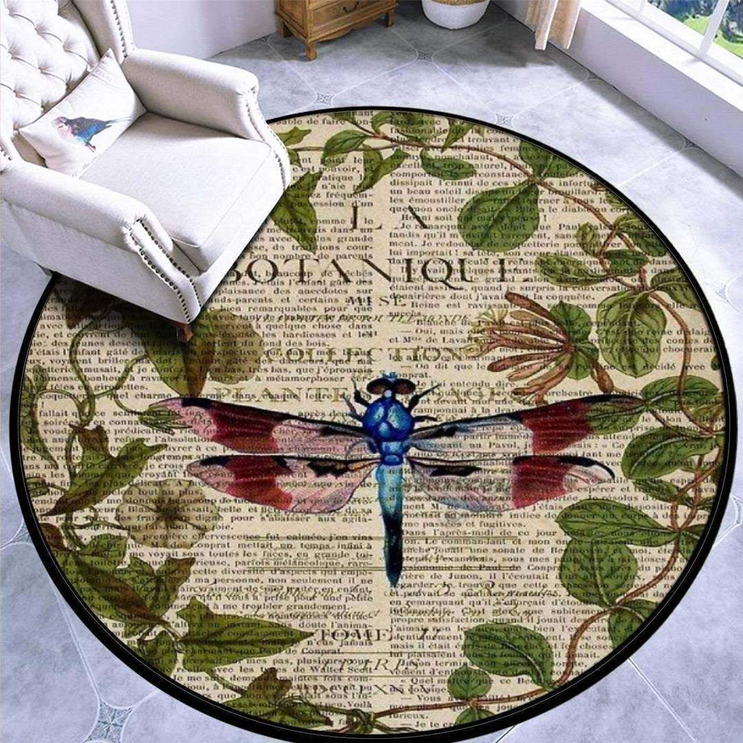 Dragonfly Newspaper Round Carpet