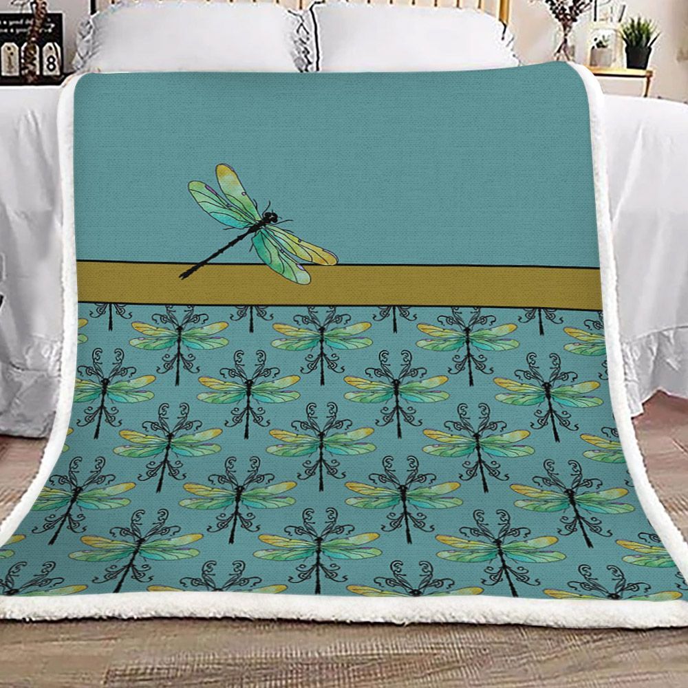 Dragonfly Sherpa Fleece Blanket
