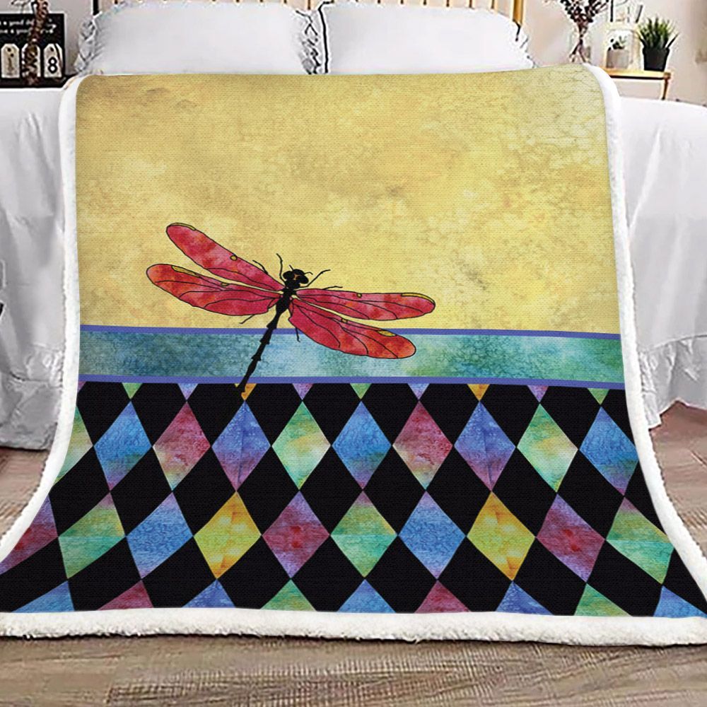 Dragonfly Sherpa Fleece Blanket