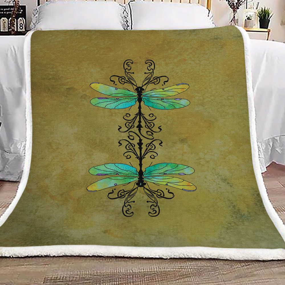 Dragonfly Sherpa Fleece Blanket