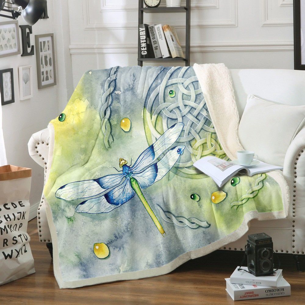 Dragonfly Sherpa Fleece Blanket