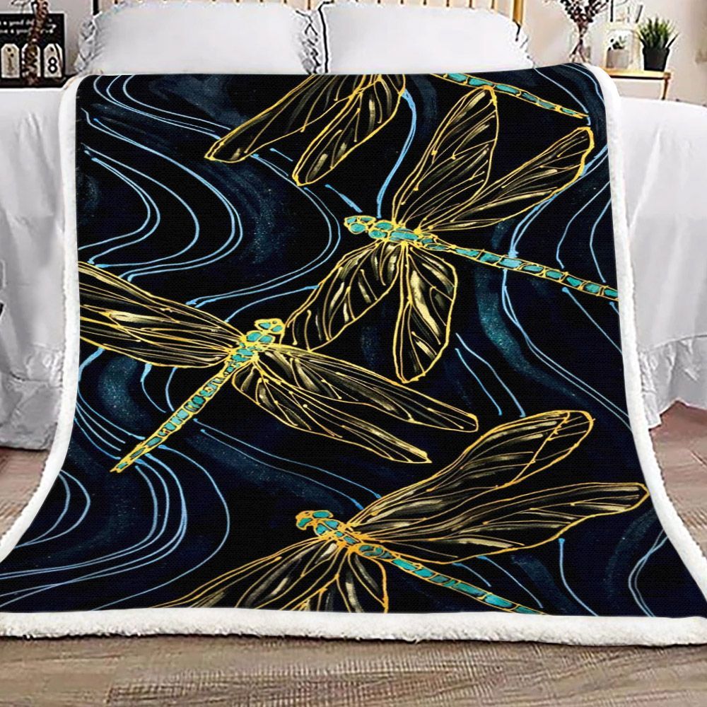 Dragonfly Sherpa Fleece Blanket