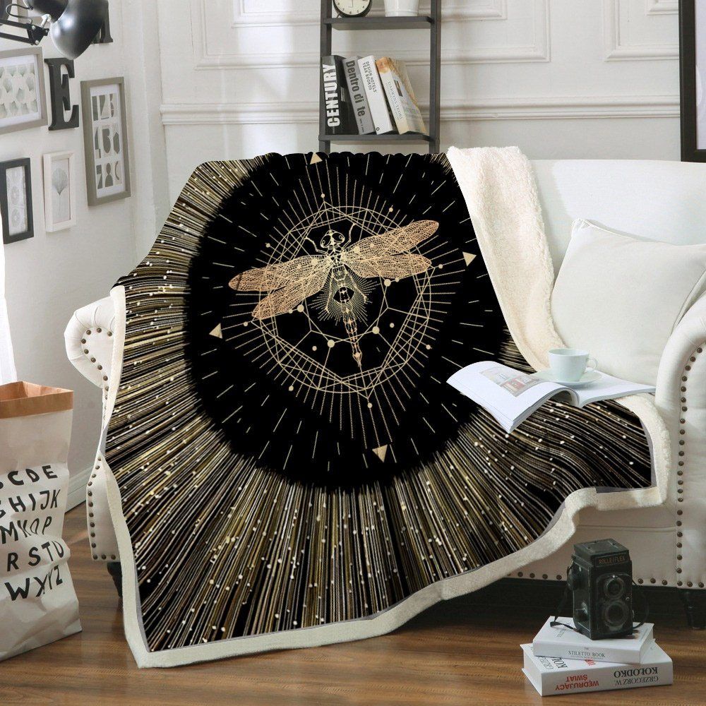 Dragonfly Sherpa Fleece Blanket