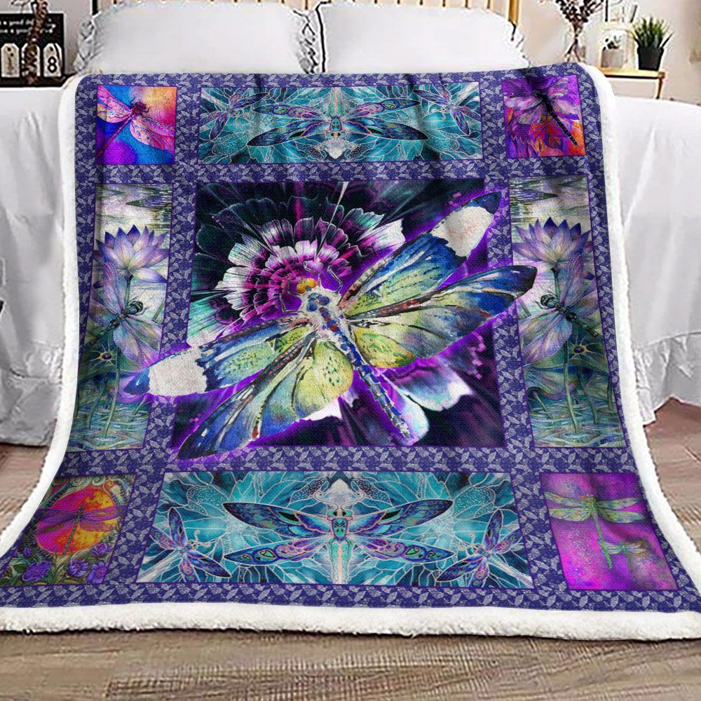 Dragonfly Sherpa Fleece Blanket
