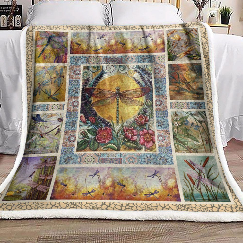 Dragonfly Sherpa Fleece Blanket