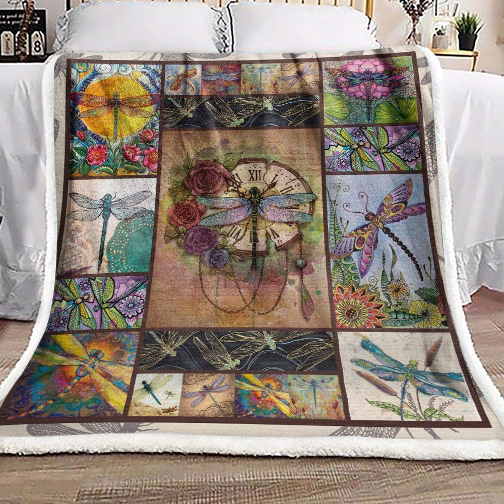 Dragonfly Sherpa Fleece Blanket