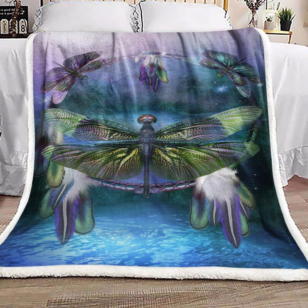 Dragonfly Sherpa Fleece Blanket