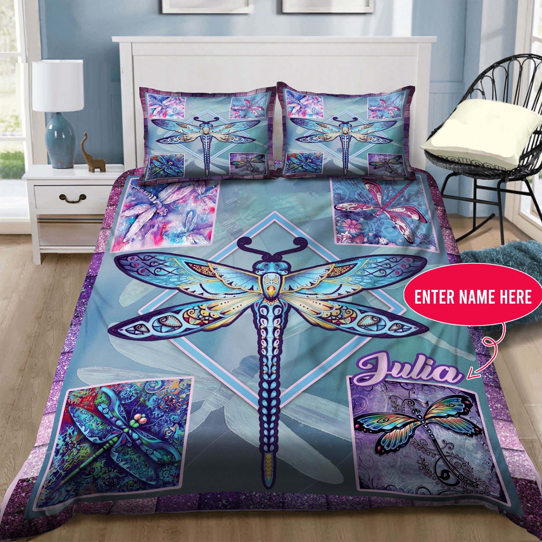 Dragonfly Personalized  Bedding Set