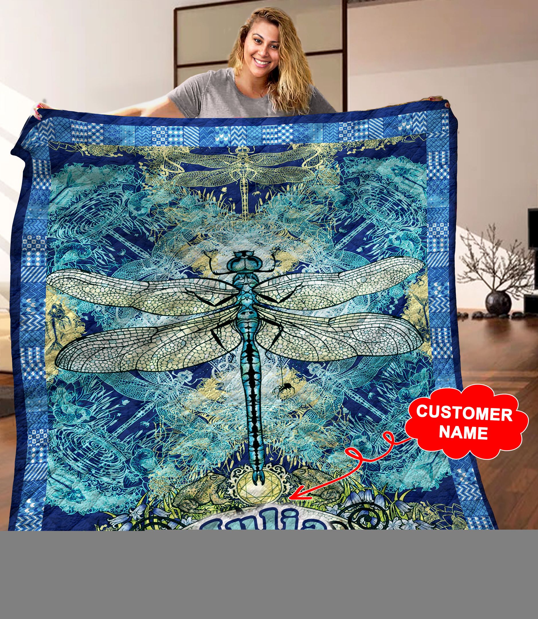 Dragonfly Personalized Quilt Blanket C9B110601HD