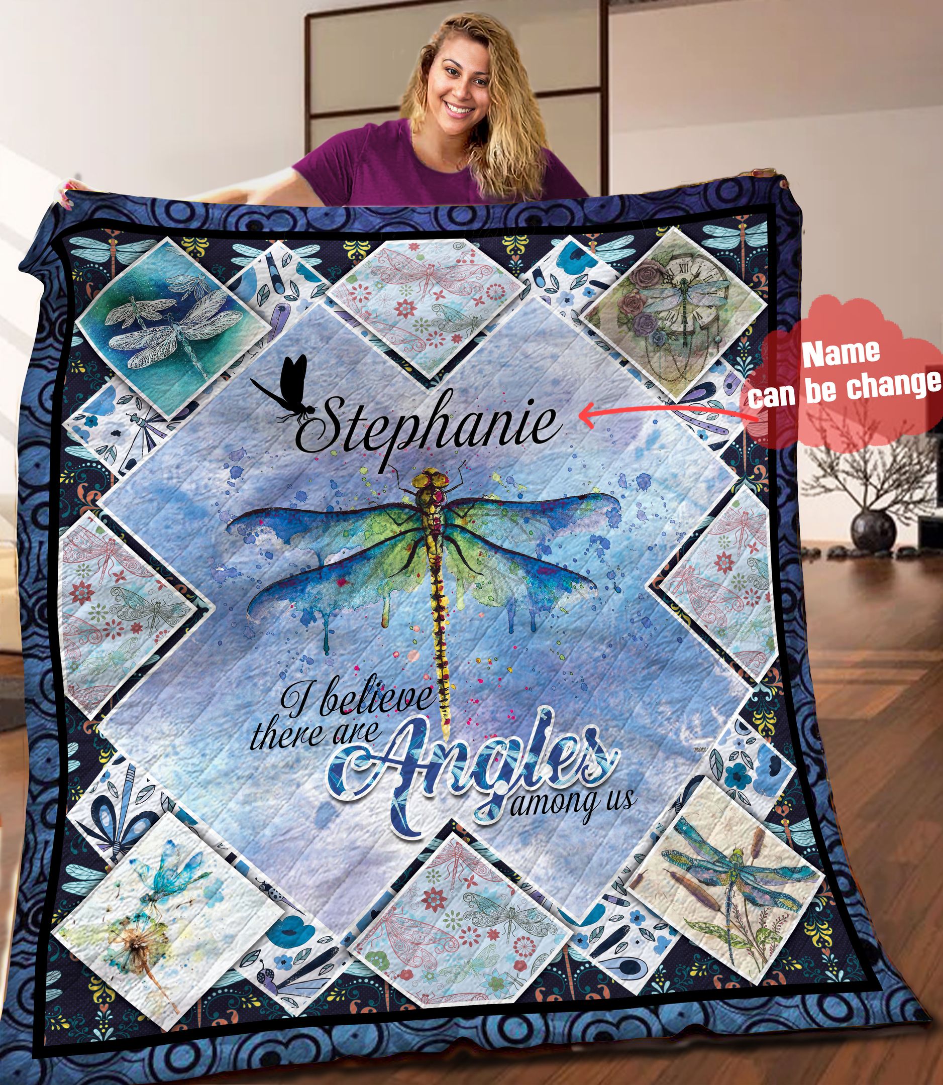 Dragonfly Personalized Quilt Blanket HHH060606NA