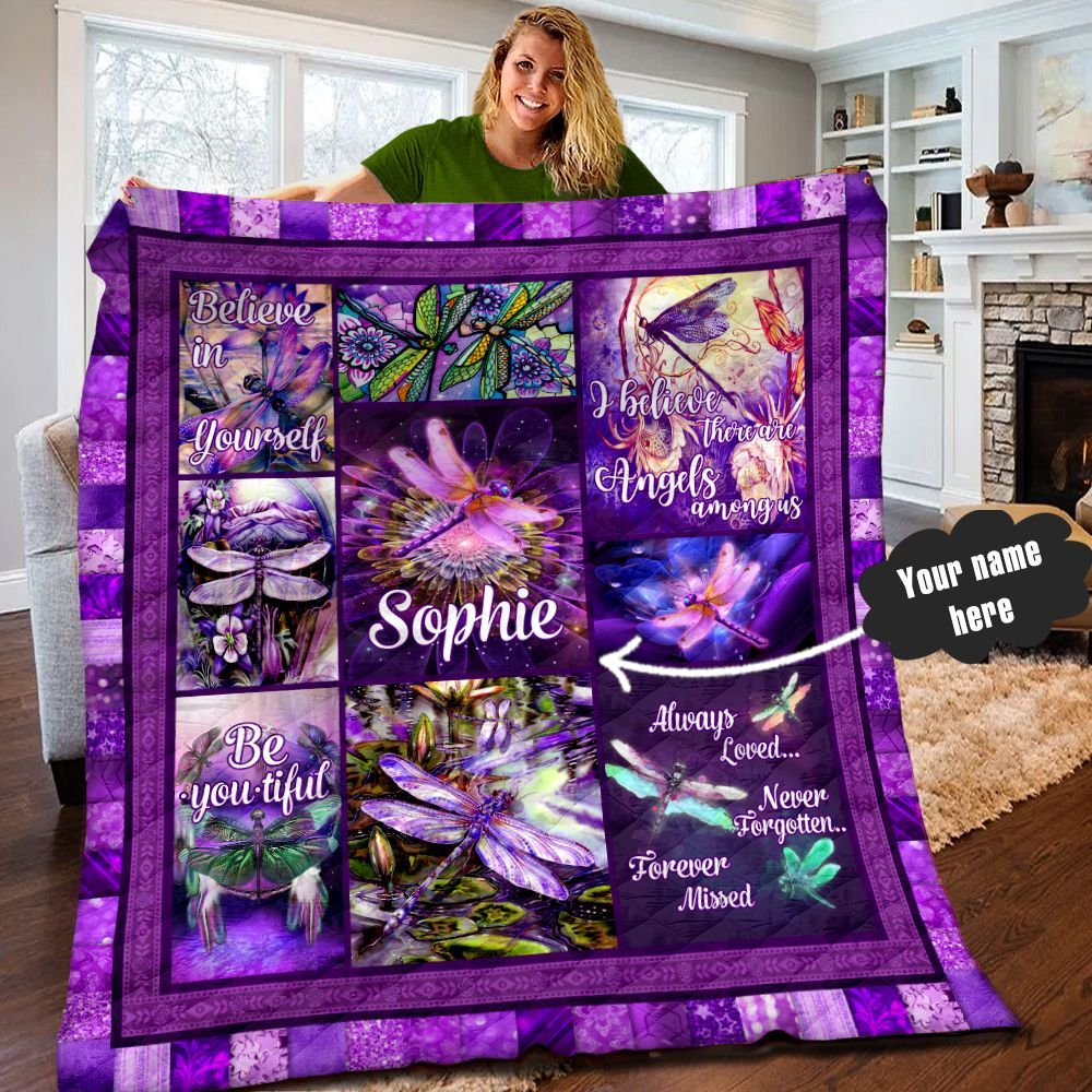Dragonfly Personalized Quilt Blanket LML010602DT