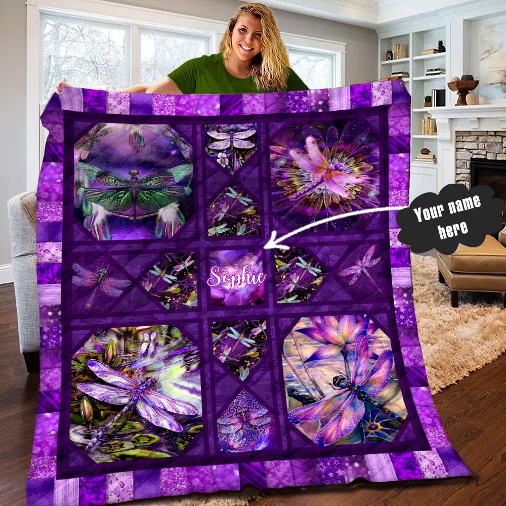 Dragonfly Personalized Quilt Blanket LML020605DT
