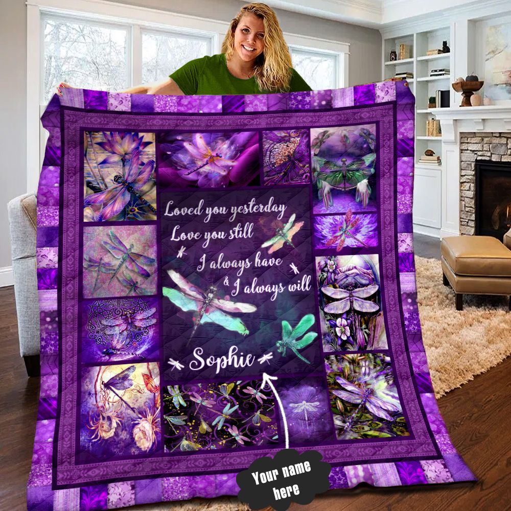 Dragonfly Personalized Quilt Blanket LML050621DT