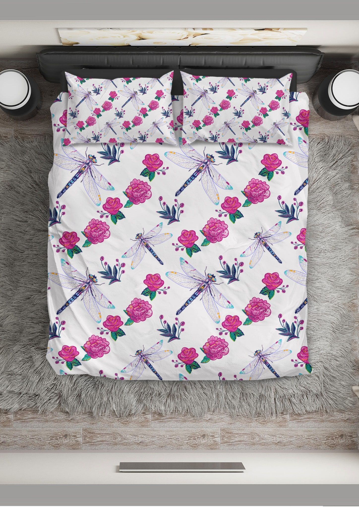 Dragonfly Rose And Wing Bedding Set