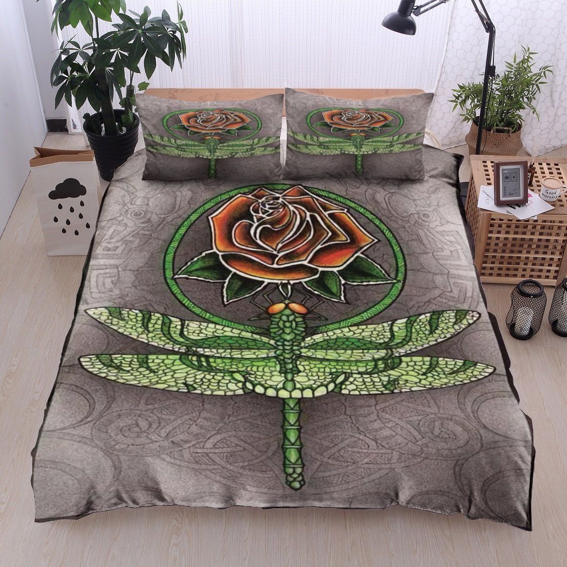 Dragonfly Rose Bedding Set