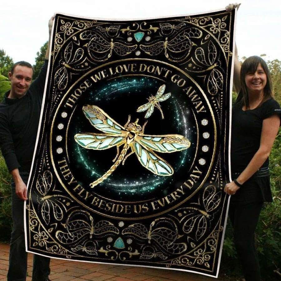 Dragonfly Silver Sherpa Fleece Blanket