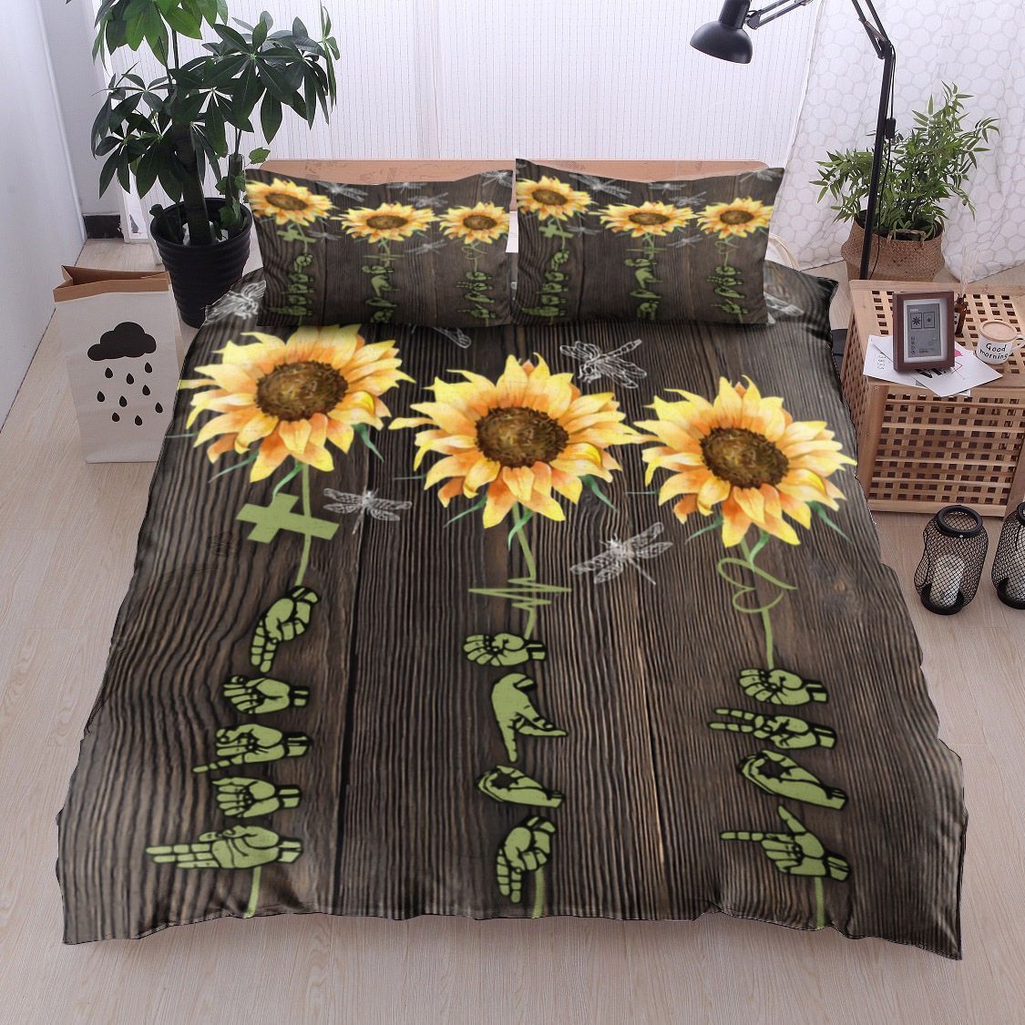 Dragonfly Sunflower Bedding Set