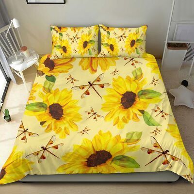 Dragonfly Sunflower Bedding Set