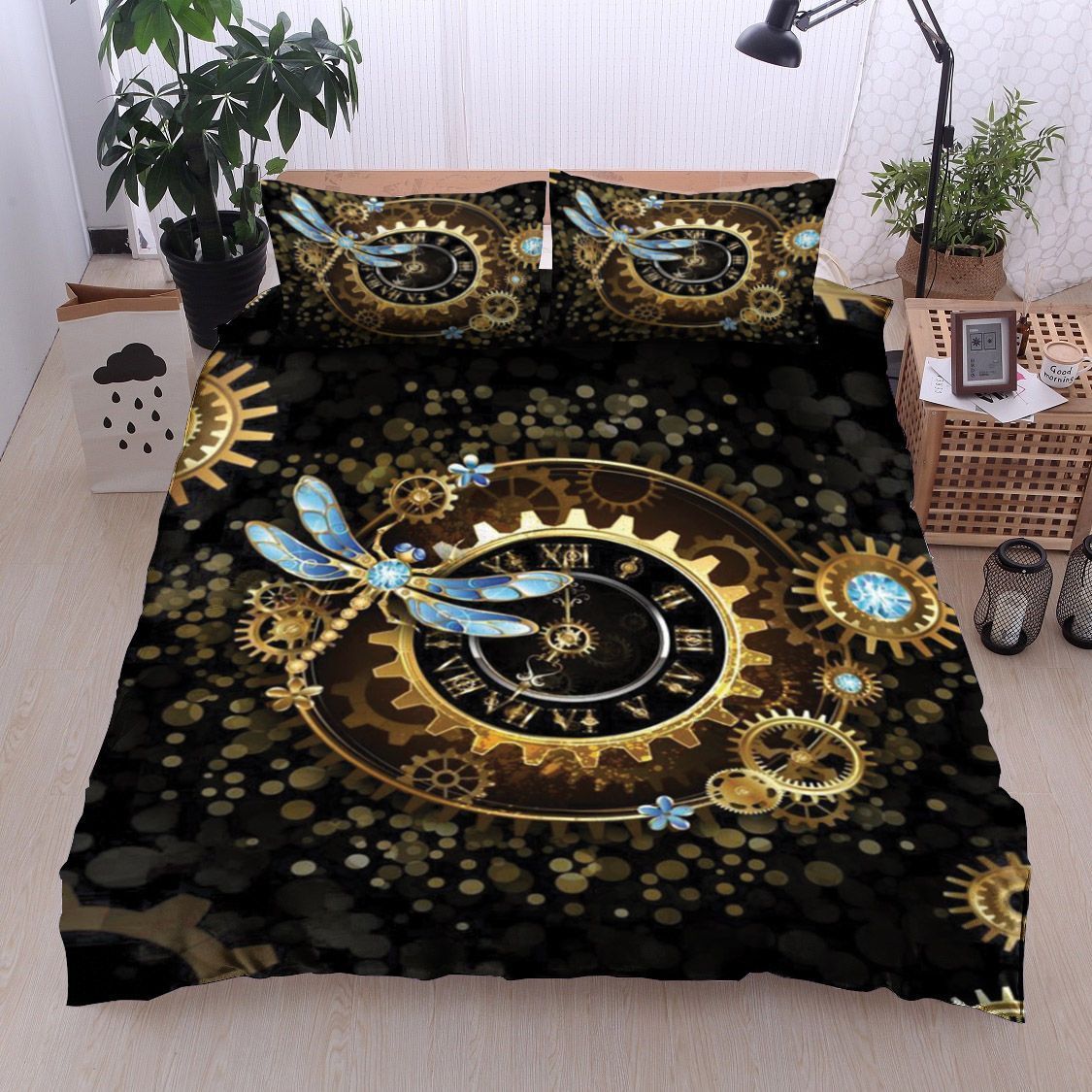 Dragonfly Time Clock Bedding Set