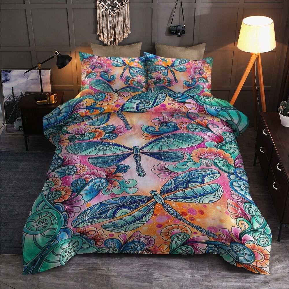 Dragonfly Cotton Bed Sheets Spread Comforter Bedding Set