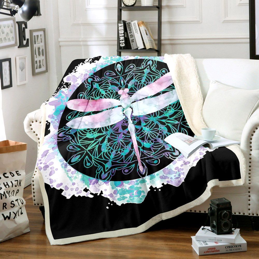 Dragonfly Sherpa Fleece Blanket