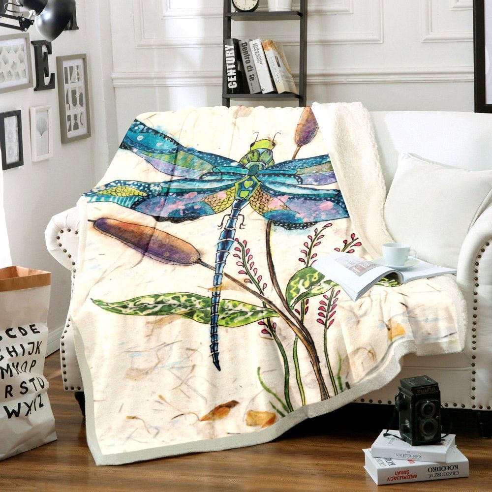 Dragonfly Sherpa Fleece Blanket