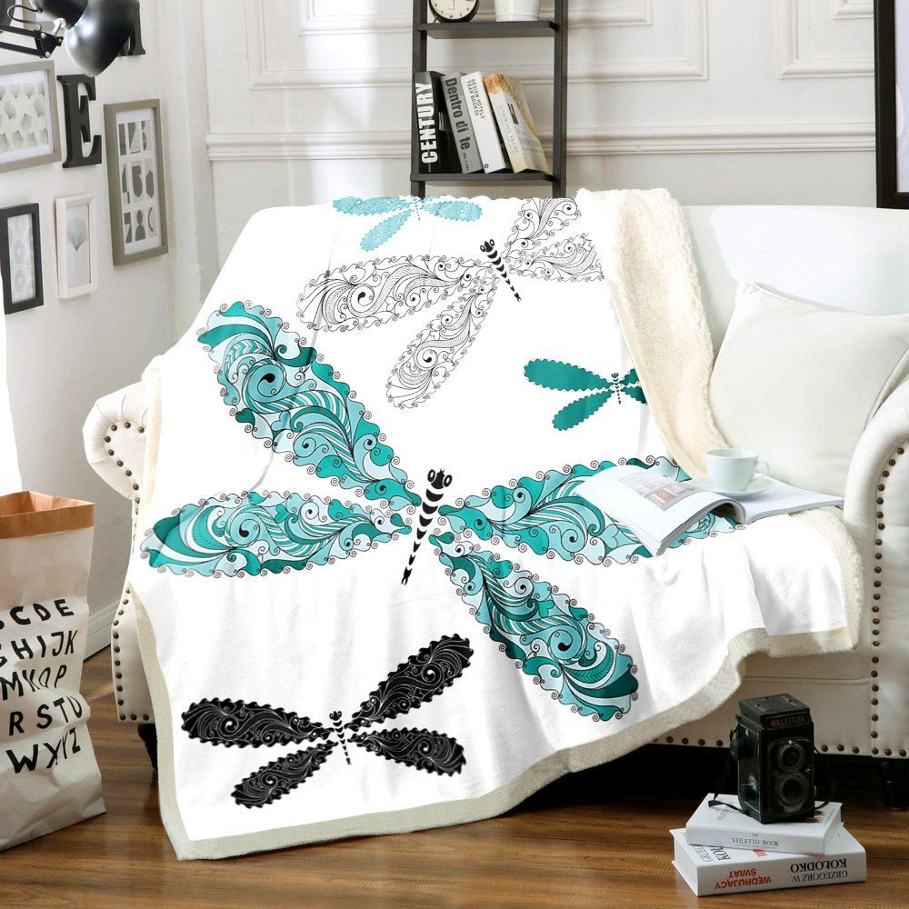 Dragonfly Sherpa Fleece Blanket