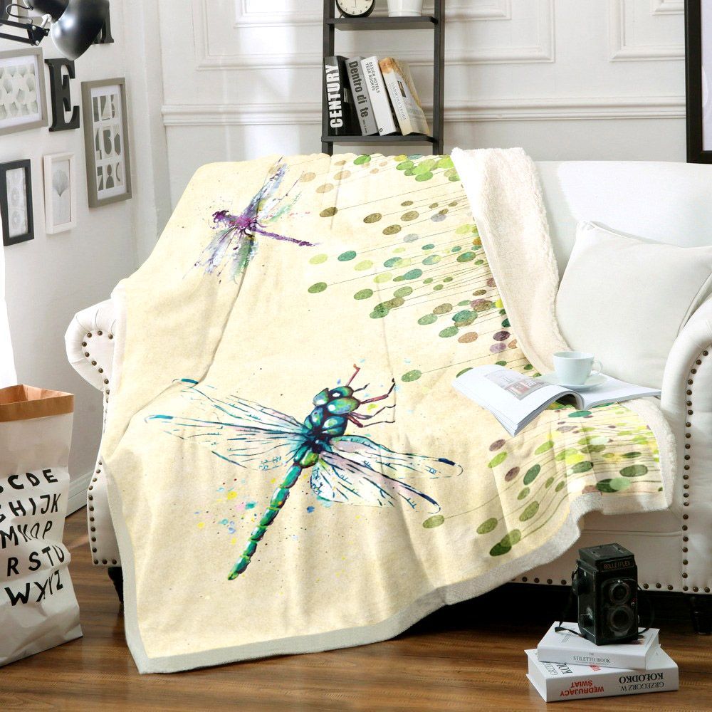 Dragonfly Sherpa Fleece Blanket