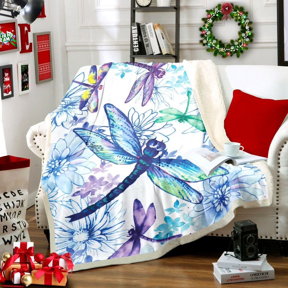 Dragonfly Sherpa Fleece Blanket