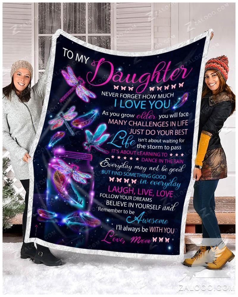 Dragonfly To My Daughter Find Something Good In Everyday Sherpa Fleece Blanket